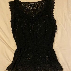 Black Lace Short Sleeve Too